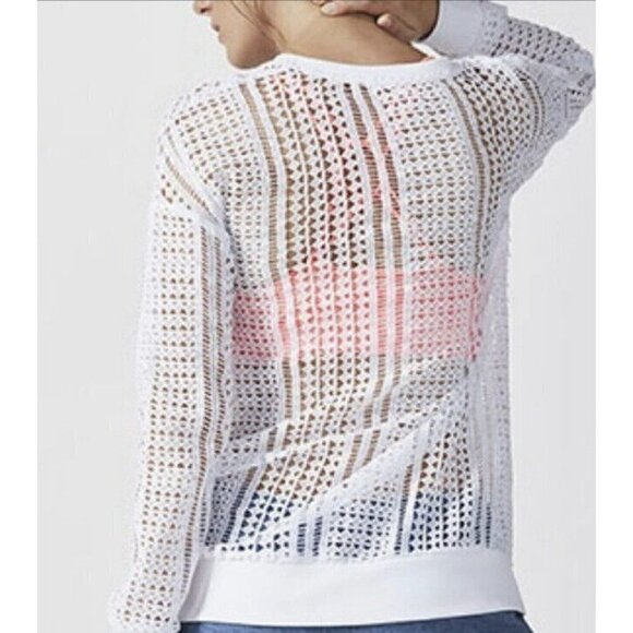Fabletics Sophie White Tunic Open Knit Long Sleeve Cover Up Women's Sz S - Picture 2 of 10